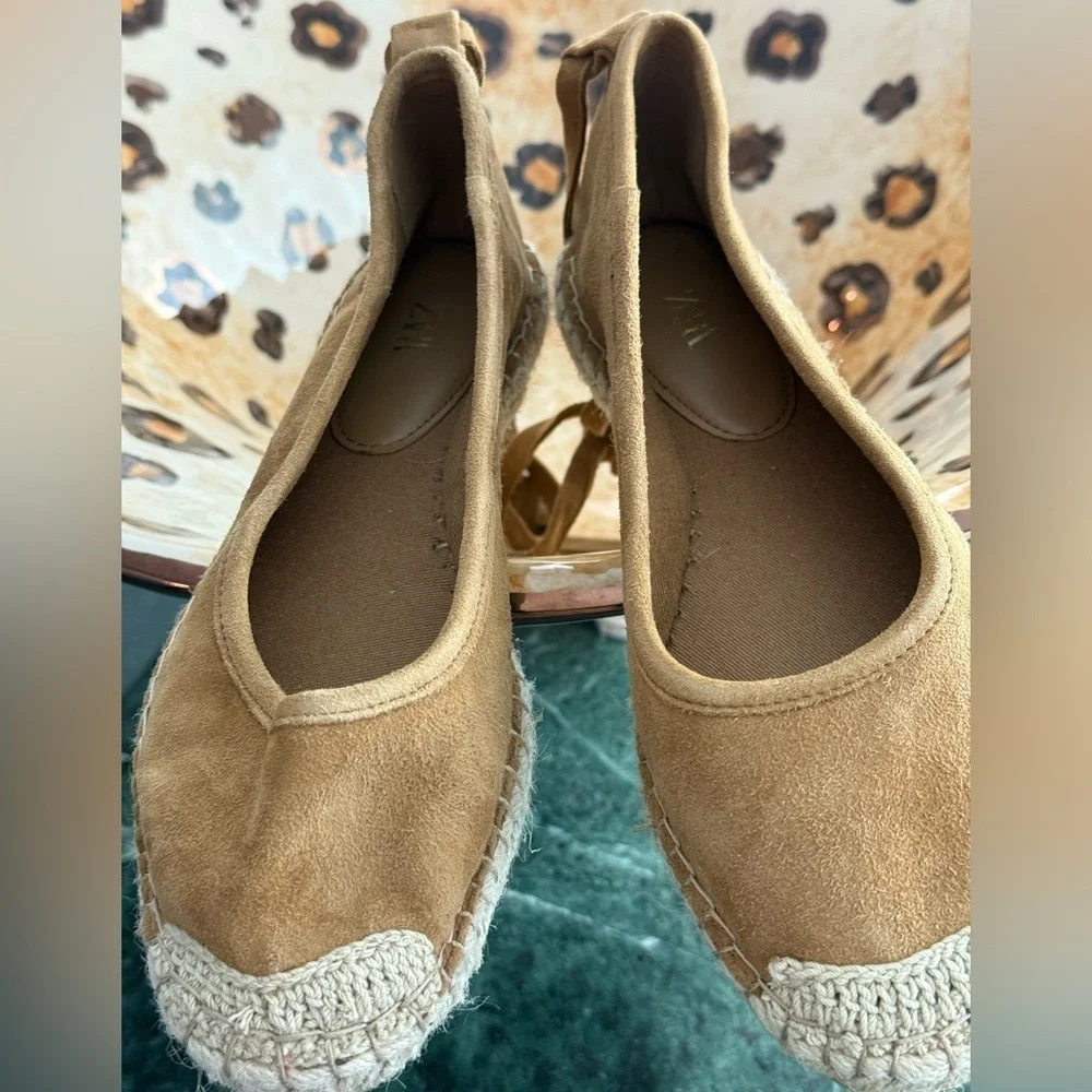 Zara NWOT Suede Lace-up Espadrilles